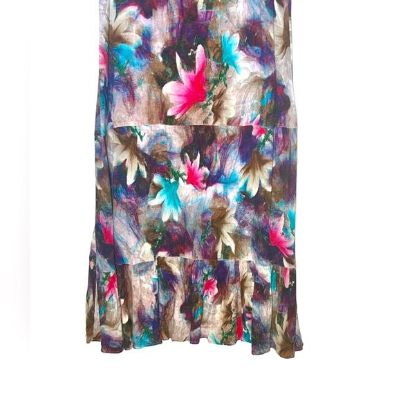 Soft Surroundings Italian Dreams Floral Tiered Maxi Dress w/ Flutter Sleeves, L - Picture 8 of 11
